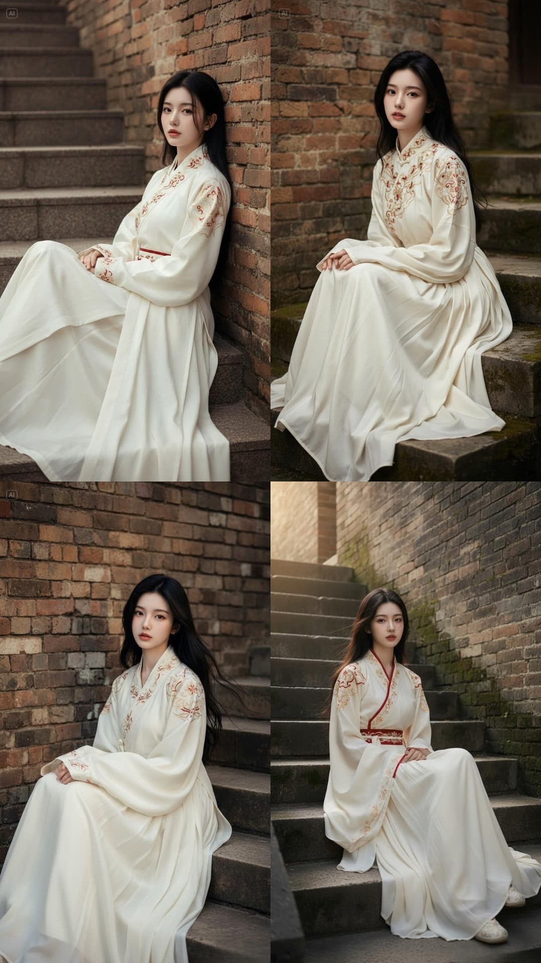 Young Woman On Old Steps