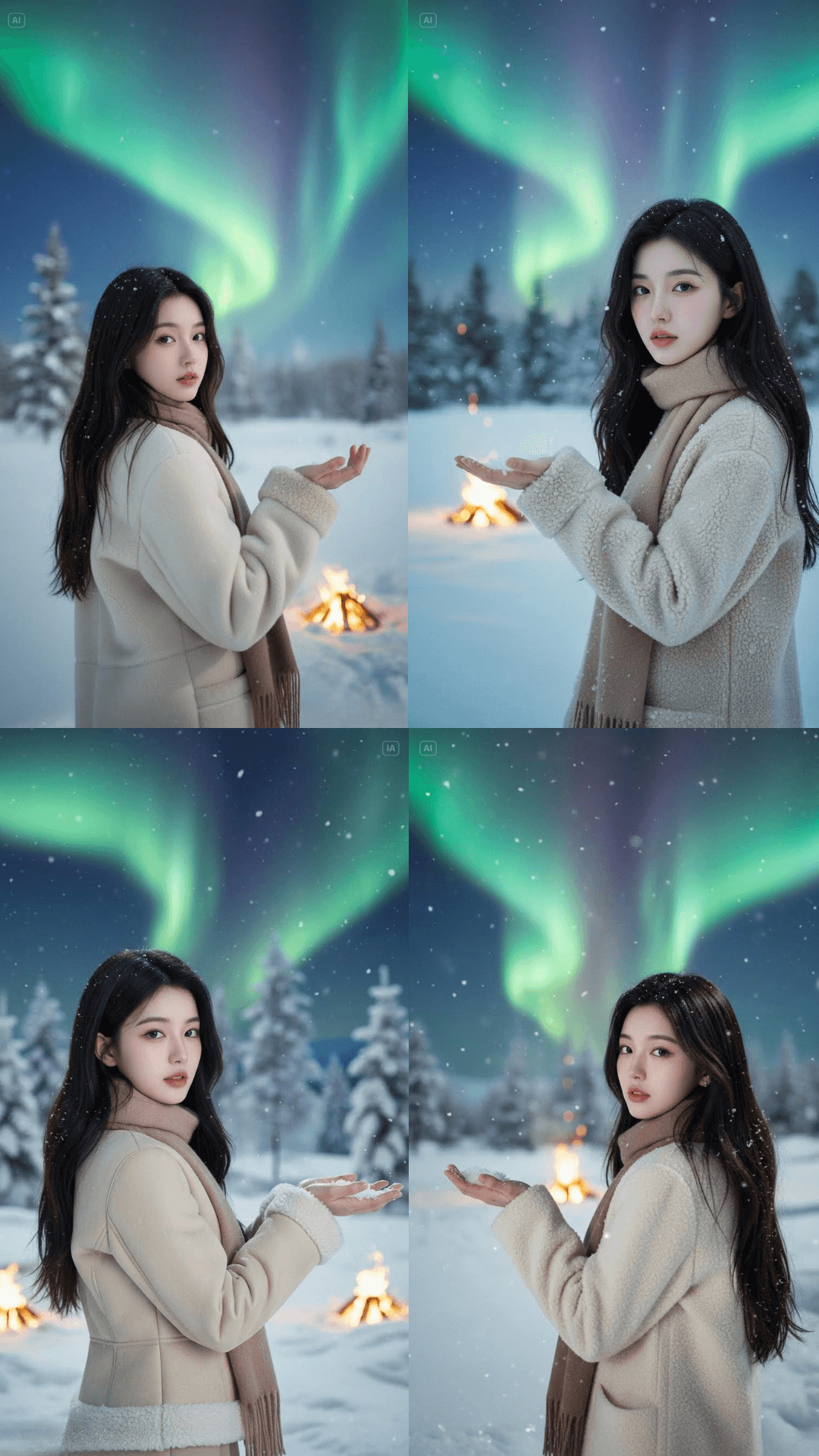 Young Girl Under the Polar Sky